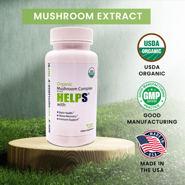 Organic Mushroom Complex Capsules | Organic Mushrooms Supplement | Brain Health, Immune Support System, Memory & Energy Production